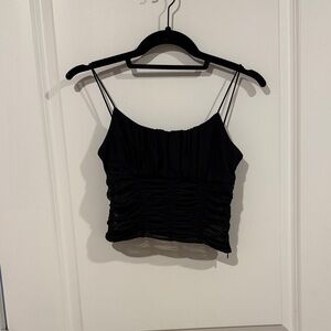 Princess Polly Black Ruched Mesh Camisole